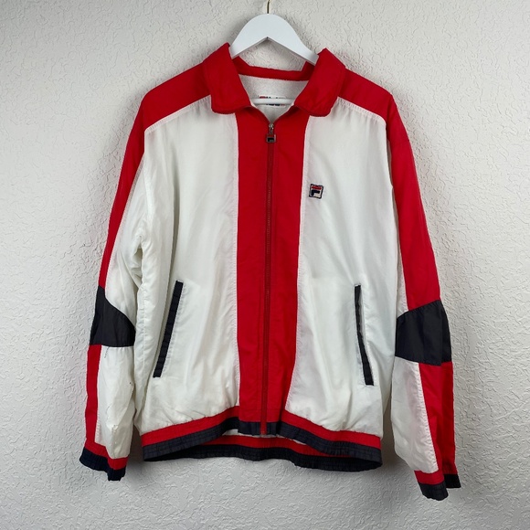 Vintage 80’s Fila Unisex Retro Red and White Color Block Tracksuit Set US40 - Picture 2 of 16